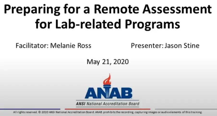 Remote Assessments for Lab-related Programs: Minimizing Risks That Could Affect Accreditation When On-Site Assessment is Not Possible