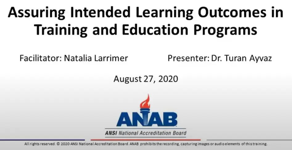 Assuring Intended Learning Outcomes in Training and Education Programs