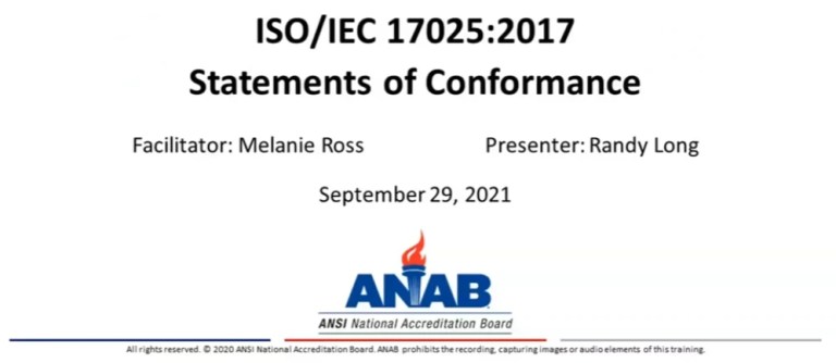 ISO/IEC 17025:2017 and Statements of Conformance