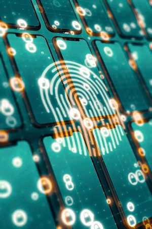 fingerprint showing forensics concept