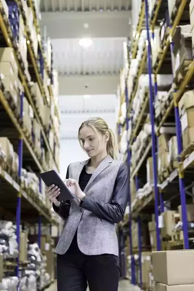 inspector analyzing products in a storage facility