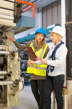 product certification occurring in a warehouse.
