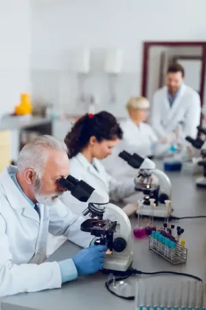 Profiency testing in a laboratory.