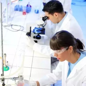 scientist examining samples in a lab
