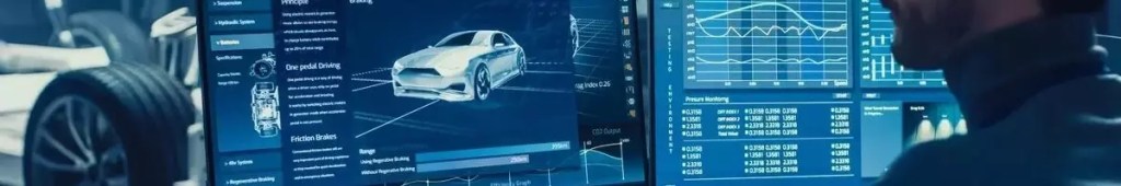 car on monitor in an automotive lab