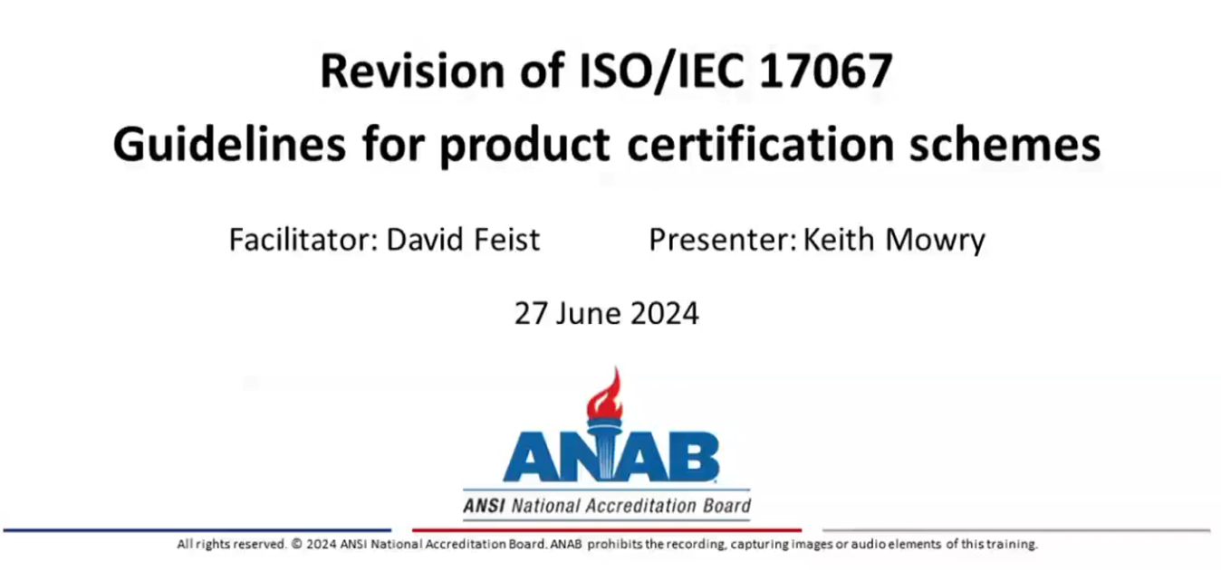 Revision of ISO/IEC 17067