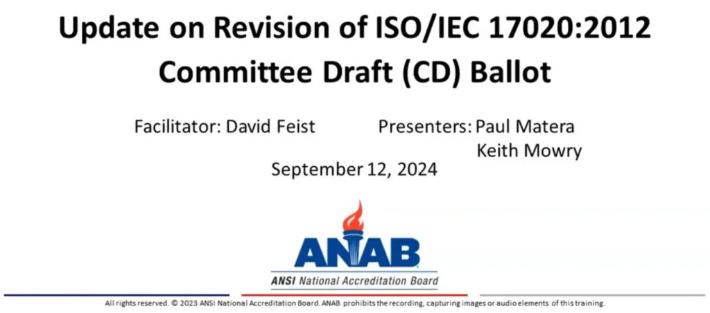 ANAB Webinar: Committee Ballot of ISO/IEC 17020