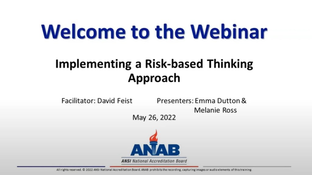 Implementing A Risk-based Thinking Approach