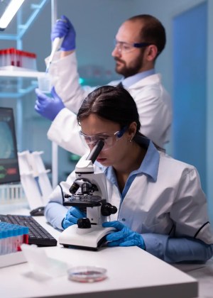 Modern lab for scientific research with professionals adhering to ISO/IEC 17025.