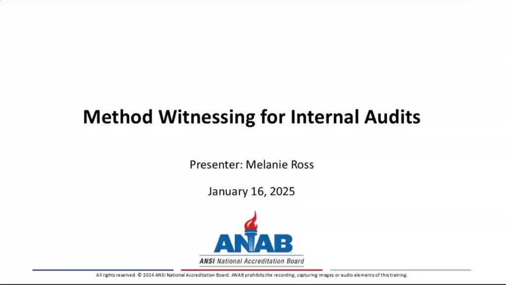 Method Witnessing for Internal Audits Webinar title page