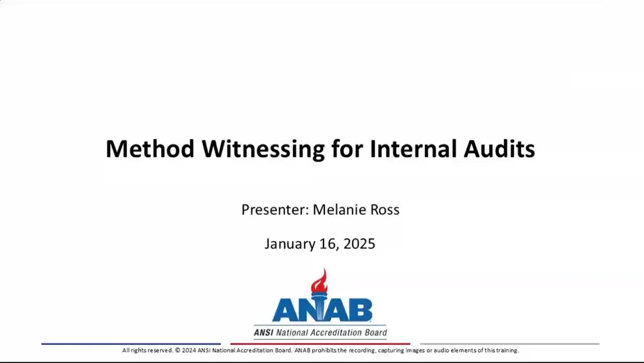 Method Witnessing for Internal Audits
