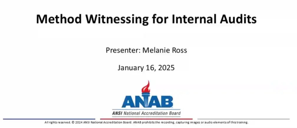 Method Witnessing for Internal Audits Webinar title page