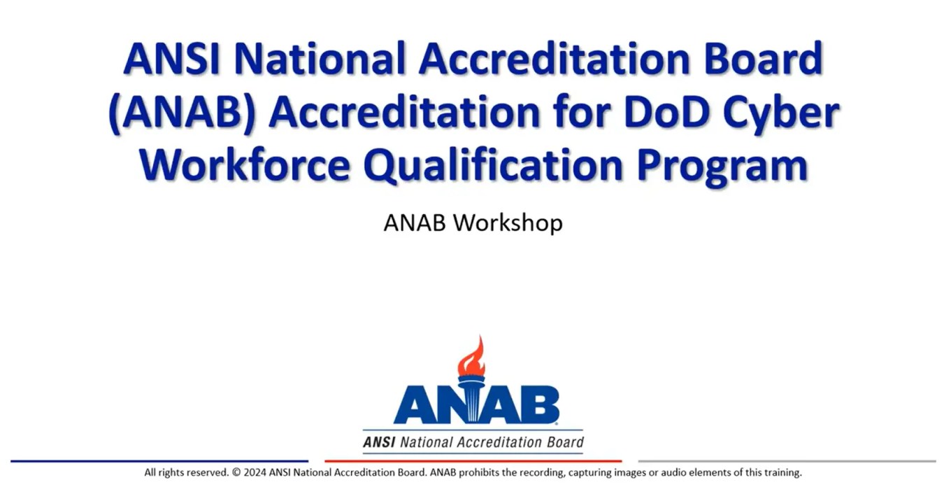 DoD Cyber Workforce Qualification Program and ANAB Accreditation under DoD Directive 8140