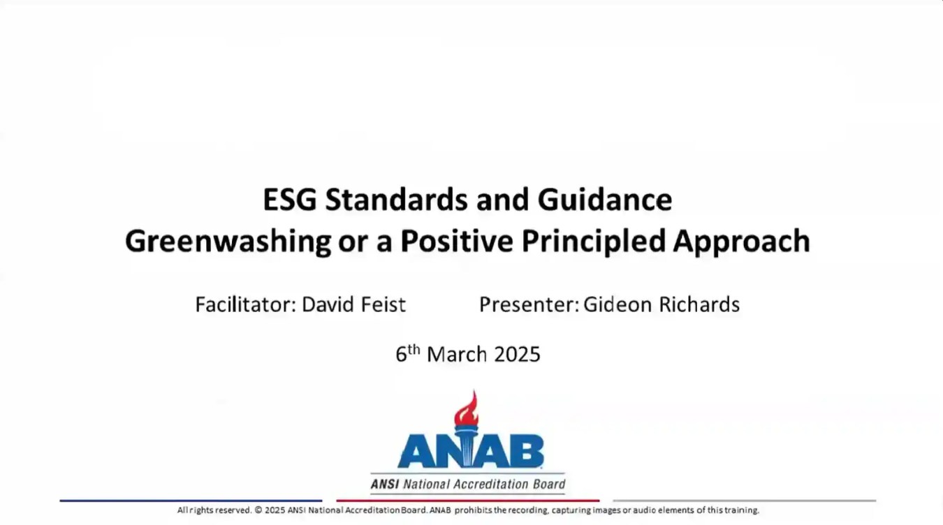 ESG Standards and Guidance – Greenwashing or a Positive Principled Approach?