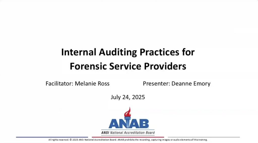 Internal Auditing Practices for Forensic Service Providers Screenshot