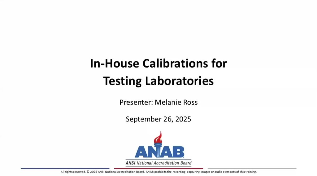 In-house calibrations for testing labs screenshot
