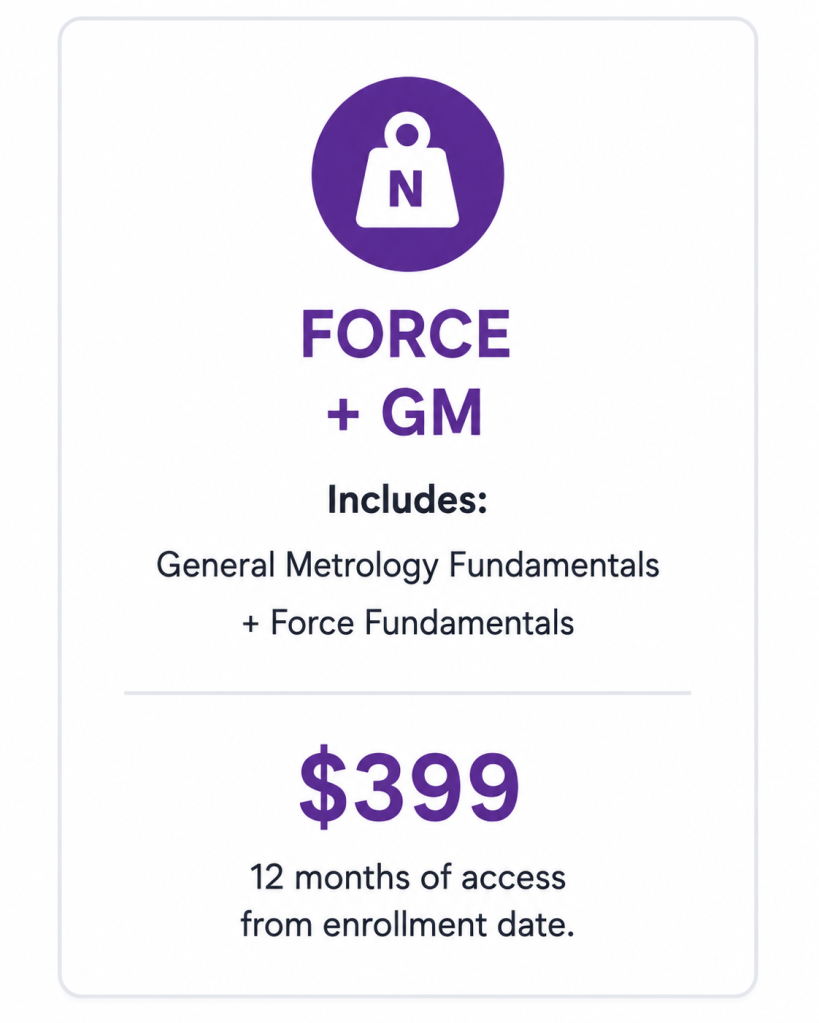 Force Calibration and General Metrology Training